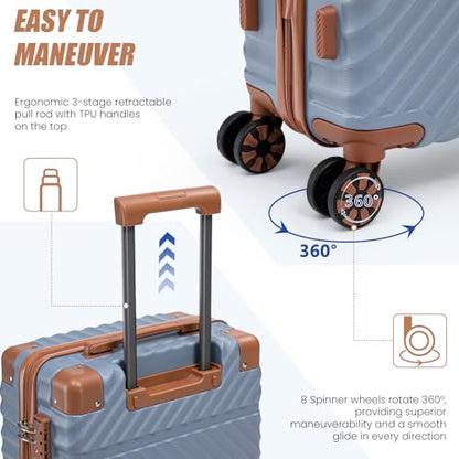 Cosbarn Carry On Luggage 22x14x9 Airline Approved, Hardside 20 Inch Carry on Suitcases with Wheels, Hard Shell ABS Lightweight Carry on Luggage Set, Travel Suitcase Set with TSA Lock, SkyBlue - color: SkyBlue, size: 3 Piece Sets (20/BP/TB)