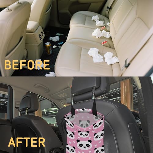 Cute Panda Car Trash Bag, Strap Drawstring Car Garbage Bags,Car Back Seat Organizer with Adjustable Buckle for Car Accessories - color: Cute Panda