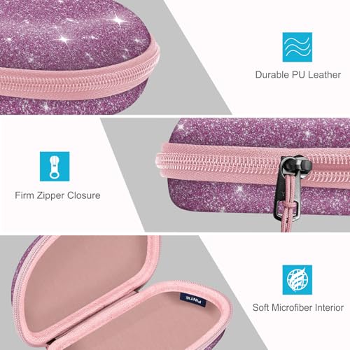 Fintie Sunglasses Case with Carabiner, Hard Shell Shockproof Sport Glasses Cases Travel Zipper Eyeglasses Holder (Glittering Purple) - color: Glittering Purple