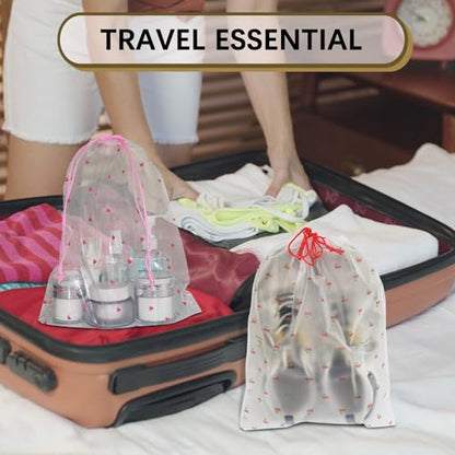 8PCS Travel Shoe Bags with Rope for Men and Women Large Shoes Pouch Organizers - color: Flower Pattern