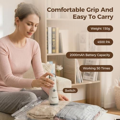 Travel Vacuum Bags for Clothes with Cordless Pump - 9 Pack Reusable Compression Packing, Save 80% Luggage for Suitcase Carry-On & Bedding (9 Combo Travel Size) - size: 9 Combo Travel Size