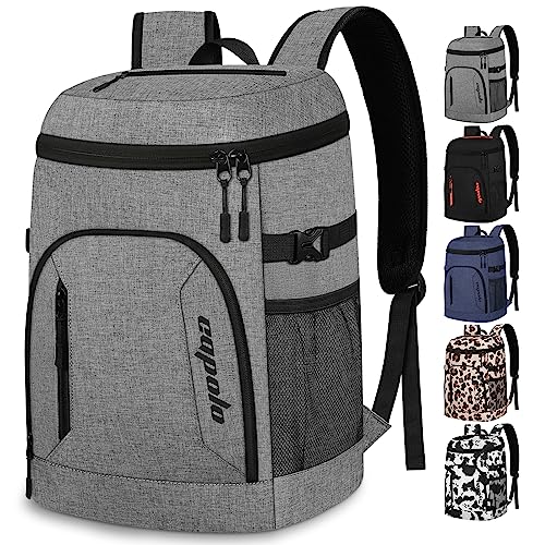 Capolo Cooler Backpack for Men Women Insulated Backpack Cooler Leak Proof Thermal Bag Beverage Soft Cooler Bag Lunch Backpack for Camping 30/45 Cans - color: Gray, size: 30 Cans