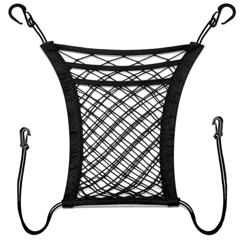 3-Layer Car Organizer with 2pockets-Black Mesh Car Seat,dog pets and baby Net Barrier,Purse Holder| Tissue Holder |Storage Bag for Car