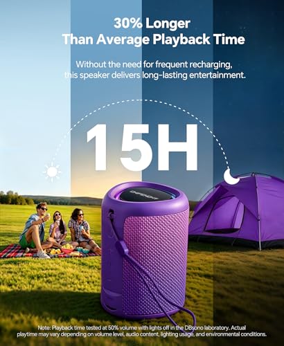 Portable Bluetooth Speaker Beach Essentials: Powerful Crystal Clear Sound/Dynamic Light/IPX5 Waterproof/All Day Playtime/Wireless BT 5.3/TWS Paring, Dad Gifts, Outdoor|Travel|Camping|Pool Accessories - color: Gradient Purple