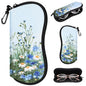 Sunglasses Case with Belt Clip, Ultra Light Neoprene Zipper Soft Padded Glasses Case for Women Men - color: Daisy