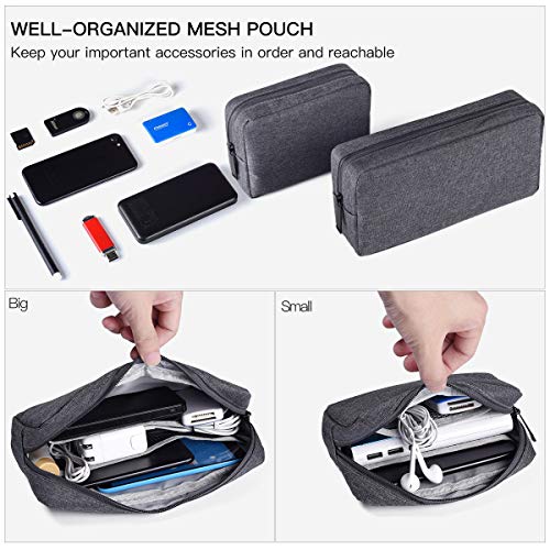 Universal Electronics Accessories Carrying Case, 2PCS Big + Small Portable Storage Pouch, Cosmetic Bag, Cable Organizer Compatible Hard Drive, Mouse, Power Bank, Adapter, Cellphone, Space Gray - color: Space Gray