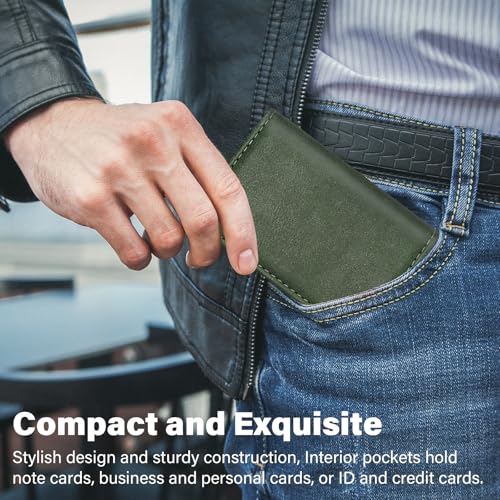 Business Credit Card Holders, Magnetic Sealing Anti Drop, PU Leather Debit Card Protector Organizer Case (Blackish Green) - color: Blackish Green