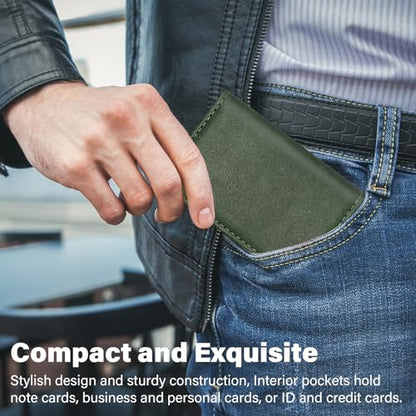 Business Credit Card Holders, Magnetic Sealing Anti Drop, PU Leather Debit Card Protector Organizer Case (Blackish Green) - color: Blackish Green