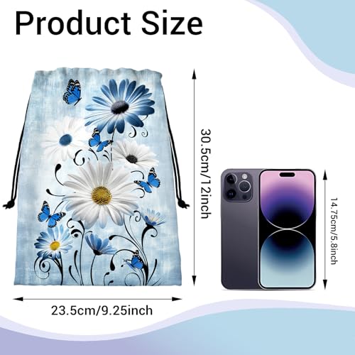 Daisy Flowers Gymnastics Grip Bag Blue Rustic Adjustable Small Gym Grip Bag for Men Women - color: Daisy Flowers-blue, size: 12"(H)*9.25"(W)