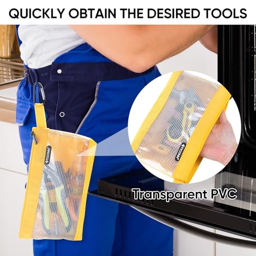 TICONN Tool Pouch, 1680D Oxford Small Tool Bag, Tool Pouches with Zipper, Clear Utility Bag Zipper Pouch for Tool Organizers and Storage (9PK Combo) - size: Clear, 9 Pack Combo