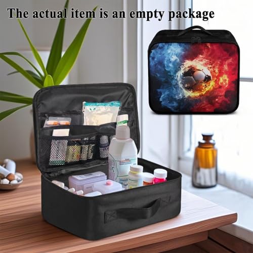 Empty First Aid Kit Soccer Flame Large Capacity First Responder Bag for Family Camping Trips and Car Safety Storage Includes Water-Resistant Lining Soft Interior Washable Exterior - color: Soccer Flame