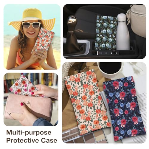 Eyeglass Cases 4 Pack,Boho Floral Pattern Sunglasses Case,PU Leather Soft Eye Glass Pouch for Women Men Student - color: Pink