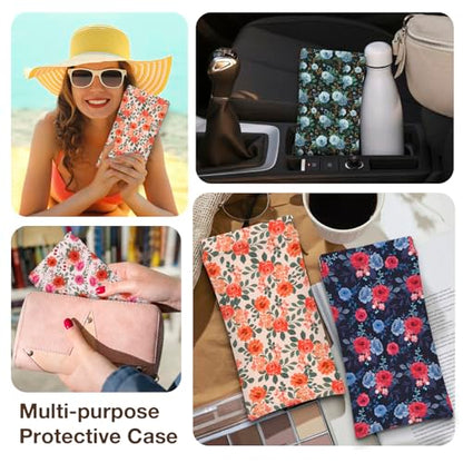 Eyeglass Cases 4 Pack,Boho Floral Pattern Sunglasses Case,PU Leather Soft Eye Glass Pouch for Women Men Student - color: Pink