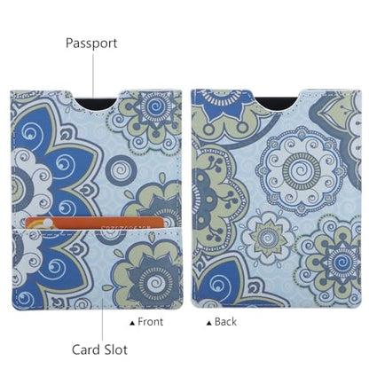 XEYOU Passport Holder Cover - Ultra Slim Premium Vegan Leather Travel Wallet Case Cover - color: Blue Bohemia