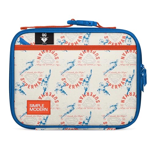 Simple Modern DC Comics Superman Kids Lunch Box for School | Reusable Insulated Lunch Bag for Toddler, Girl, and Boy | Exterior & Interior Pockets | Hadley Collection | Superman Stand for Hope - color: DC: Superman Stand for Hope