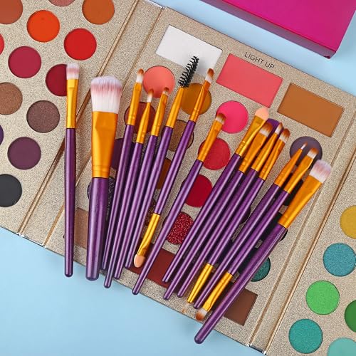 UCANBE Makeup Eyeshadow Palette + 15Pcs Brush Set, Pigmented 86 Colors Make Up Pallet with Brushes, Matte Shimmer Glitter Palettes Valentine's Day Gift, Eye Shadow Highlighter Contour Blush Beauty Kit - color: With Brush Set
