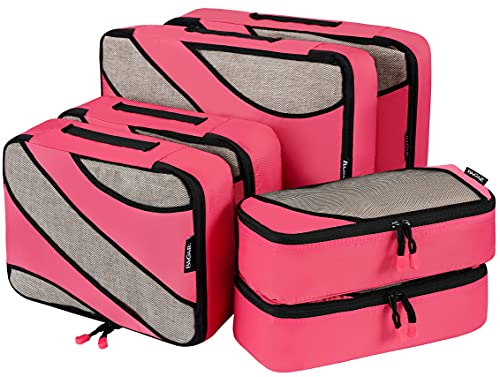 BAGAIL 6 Set Packing Cubes,Travel Luggage Packing Organizers - color: The Coral, style: 6 Set
