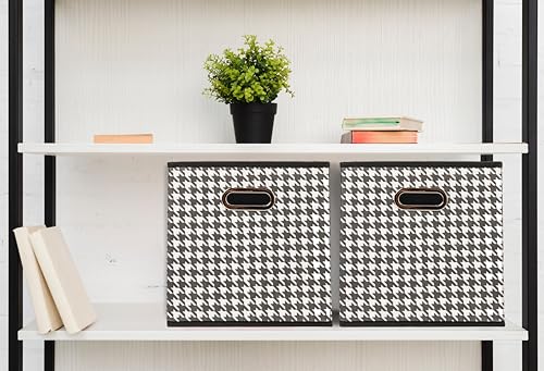 Household Essentials Fabric Storage Bins 6 Piece Set, Houndstooth White and Black (Pack of 6) - color: White and Black, size: 11” L x 11” W x 11” H (Pack of 6)