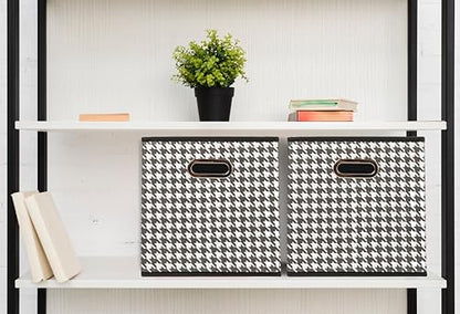 Household Essentials Fabric Storage Bins 6 Piece Set, Houndstooth White and Black (Pack of 6) - color: White and Black, size: 11” L x 11” W x 11” H (Pack of 6)