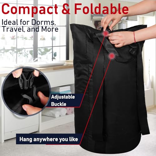 Laundry Bag Backpack Extra Large Travel Laundry Bags with Shoulder Straps Durable Polyster Clothes Hamper Bag for College Laundromat Apartment - color: Black, size: Extra Large