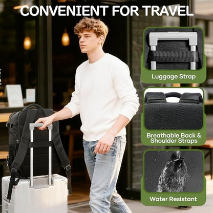 Lunch Backpack with Insulated Cooler Box, Large 17 inch Laptop Backpack for Men Women, Water Resistant Work Bag with Lunchbox Compartment for Teacher Nurse, Black