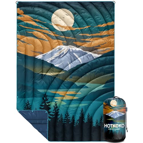 Camping Blanket,Lightweight Puffy Printed Camping Blanket Packable Outdoor Blanket for Camping,Traveling, Stadium, Hiking, Picnics - color: Snowy Mountain, size: 39x55"