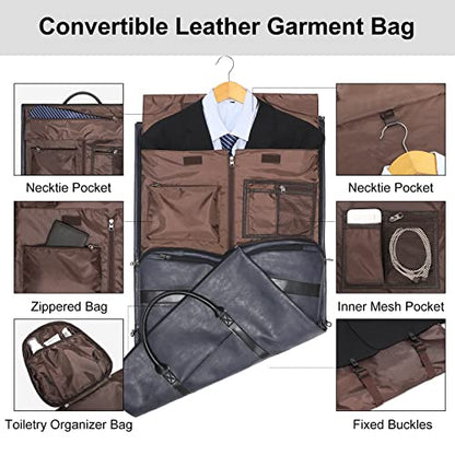 Modoker Convertible Leather Garment Bag, Carry on Garment Bags for Travel, Garment Duffel Bag, Gifts for Men Women Business Waterproof Suitcase Suit Travel Bags, Blue - color: C-Blue