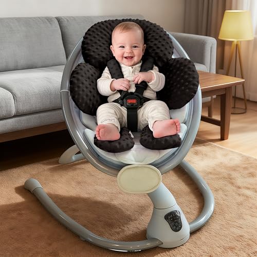 Pro Goleem Infant Car Seat Insert, Baby Head Neck Body Support, Soft Minky Newborn Car Seat Strap Pads, 2-in-1 Reversible, Boys and Girls, Black - color: B1-black