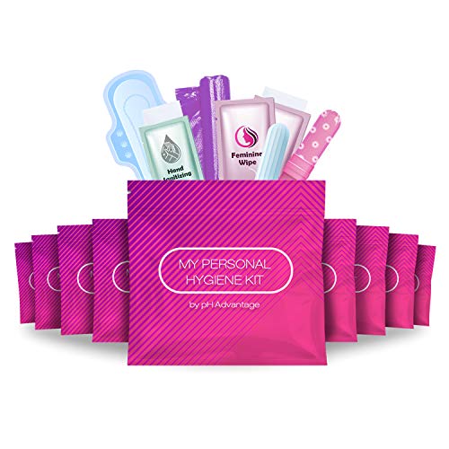 Menstrual Kit All-in-One 10 Pack | Convenience on the Go | Period Kit Pack for Travelling, Tweens & Teenagers or just When You’re Out | Individually Wrapped Feminine Hygiene Product (Pink) - color: Pink