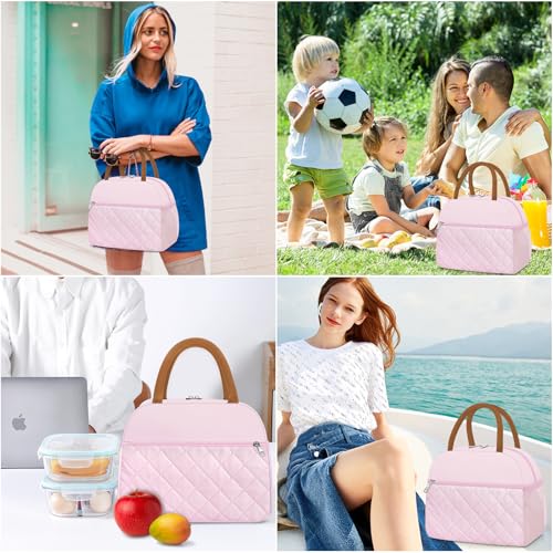 Coobiiya Lunch Box Lunch Bag for Women Men - color: Embroidered Pink, size: A-regular