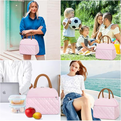 Coobiiya Lunch Box Lunch Bag for Women Men - color: Embroidered Pink, size: A-regular