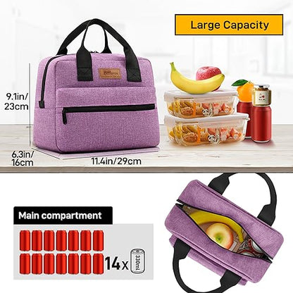 HOMESPON Insulated Lunch Bag for Women Men Lunch Box Cooler Lunch Tote for Work Picnic (Purple) - color: Purple