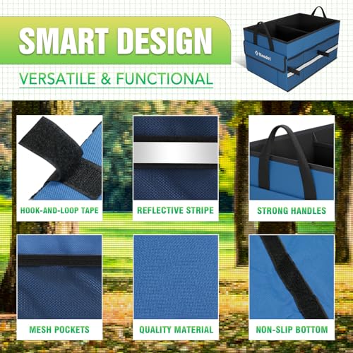 K KNODEL Car Trunk Organizer, Collapsible Car Trunk Storage Organizer, Car Organizer and Storage for SUV, Truck, Sedan (Small, Blue) - color: Blue, size: Small-No Lid