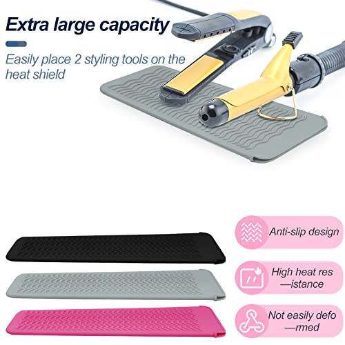 2PCS Silicone Heat Resistant Mat Pouch for Hair Straightener, Curling Iron, Flat Iron and Hot Hair Tools Grey 2 Pack - color: Grey, size: 2 Pack