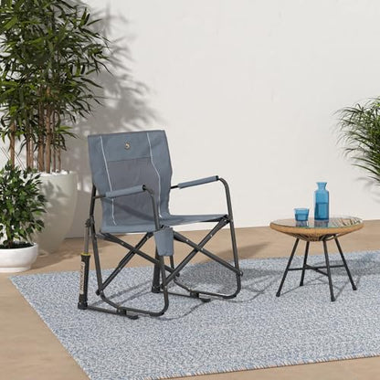 GCI Outdoor Freestyle Rocker Camping Chair | Portable Folding Rocking Chair with Solid, Durable Armrests, Drink Holder & Comfortable Backrest — Grey - color: Grey, style: Freestyle Rocker