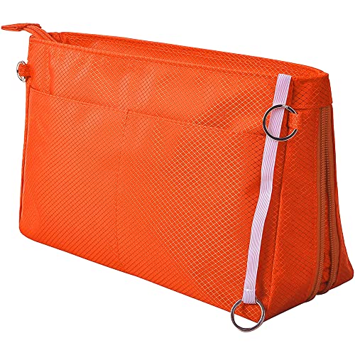 Vercord Expandable Nylon Handbag Purse Organizer Insert Liner Shaper Bag in Bag Orange Large - color: Orange, size: Large
