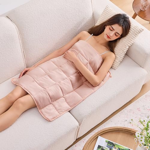 Pink Weighted Lap Blanket for Adults 5lbs, 24"x29", Cooling Heavy Throw Blanket, Portable Travel Weighted Blankets, Soft Small Blankets Gift for Sleeping - color: Pink, size: 24"x29"-5lbs