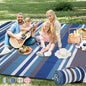 Picnic Blankets Outdoor Extra Large - 80"x80" Waterproof Beach Blanket, Machine Washable 3-Layer Foldable Park Mat with Sandproof Backing for Grass, Hiking, Travel, Concerts, Indoor (BlueStrip) - color: Blue