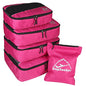 5 Set Packing Cubes for Travel Large Suitcase Luggage Organizer Bags Travel Accessories Vacation 4 Cubes 1 Laundry Pouch Bag - color: Rose