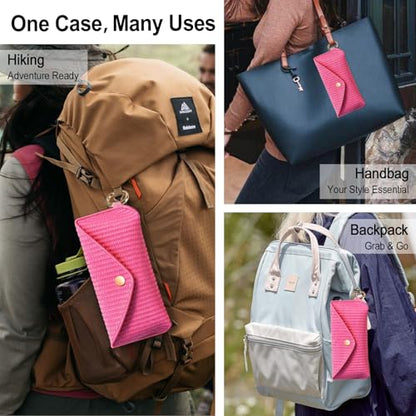 RayLove Glasses Case Hard Shell, Portable Sunglasses case Travel Protection Glasses Case, Reading Glasses Case for Women Men - color: Woven, Rose