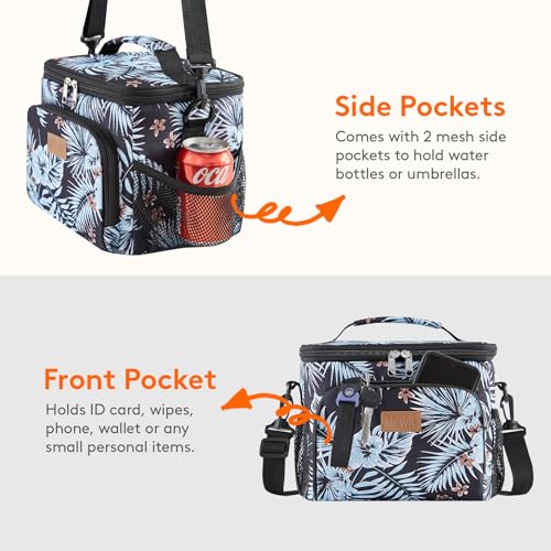 Lifewit Reusable Insulated Lunch Bag, Portable Cooler Freezable Soft Lunchbox Leakproof with Adjustable Shoulder Strap for Men Women Adult for Work Picnic or Travel, 9L 12 Can, Flower - color: Flower, size: Medium(9L)