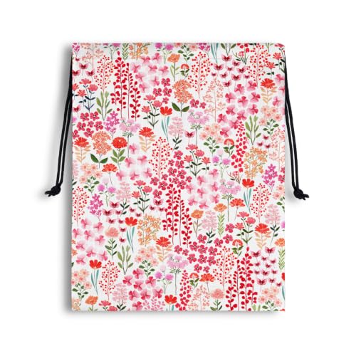 Pink Floral Gymnastics Grip Bag Small Portable Drawstring Storage Pouch Bag for Gym - color: Flowers Pink, size: 18"(H)*14"(W)