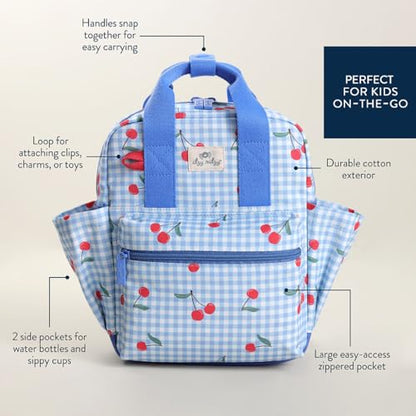 Itzy Ritzy Toddler Backpack - Daycare Bag - Features Adjustable Shoulder Straps, 2 Side Pockets & Spacious Interior with Wipeable Fabric Lining & Name Label, Cherry - color: Cherry