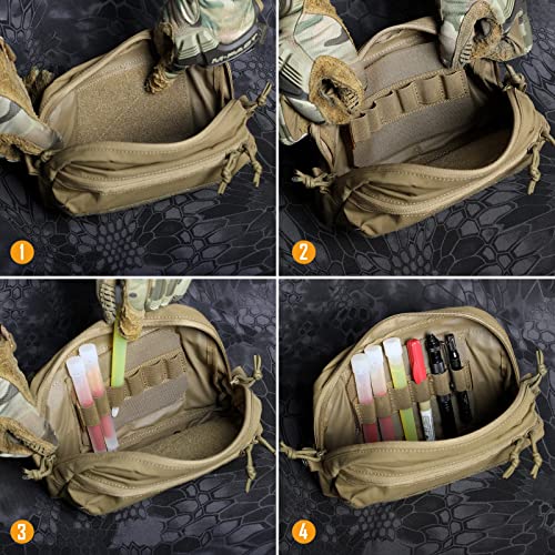 WYNEX Tactical Bag Insert Elastic Holder, Modular Elastic Loop Panel Hook and Loop Organizer Pouch Insert Attachment with Hook Backed Fastener for Backpack Accessories - color: Khaiki