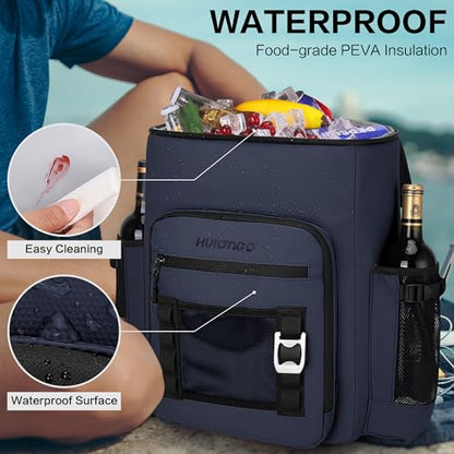 Hulongo Cooler Backpack, 30L Insulated Leakproof Soft Cooler Bag for 52 Cans, Lightweight Backpack for Beach, Picnic, Camping, Hiking, Fishing and Travel - color: Dark Blue