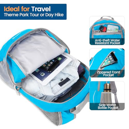 ZOMAKE Ultra Lightweight Packable Backpack 25L, Foldable Hiking Backpacks Water Resistant Small Folding Daypack for Travel(Light Blue) - color: Light Blue