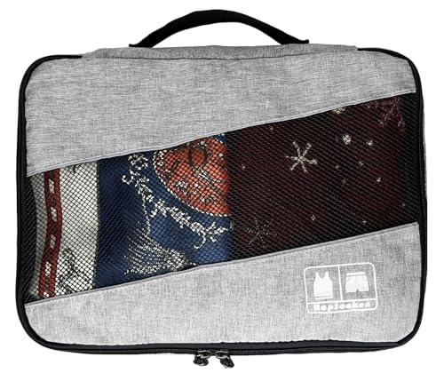 5 Set Packing Cubes for Travel Large Suitcase Luggage Organizer Bags Travel Accessories Vacation 4 Cubes 1 Laundry Pouch Bag - color: Snow Gray