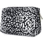 Narwey Cute Cheetah Makeup Bag Travel Cosmetic Bag Organizer Toiletry Bag Make Up Bags with Compartments for Women Girls (Large, Black Leopard) - color: Black Leopard, style: Large