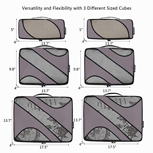 BAGAIL 6 Set Packing Cubes,Travel Luggage Packing Organizers - color: The Dark Grey, style: 6 Set