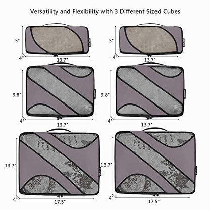 BAGAIL 6 Set Packing Cubes,Travel Luggage Packing Organizers - color: The Dark Grey, style: 6 Set